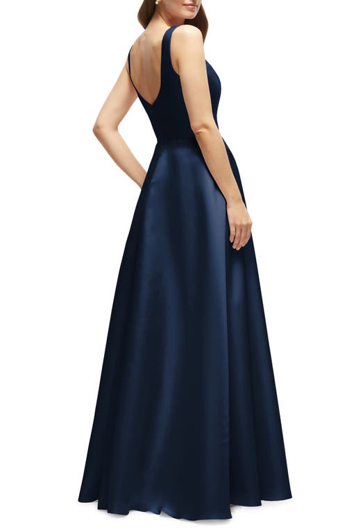 Dessy Collection Sleeveless Satin Gown In Midnight
