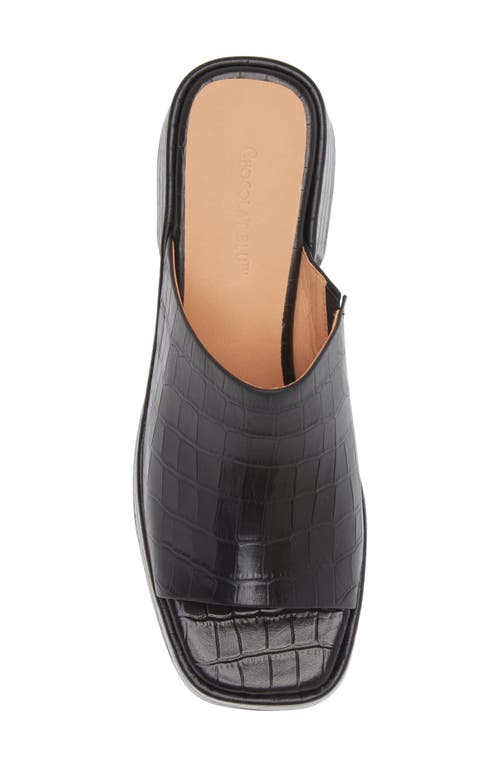 Chocolat Blu Helia Platform Sandal In Black Crocodile