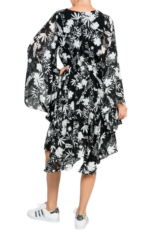 Meghan La Sunset Long Sleeve Minidress In Dahlia Black