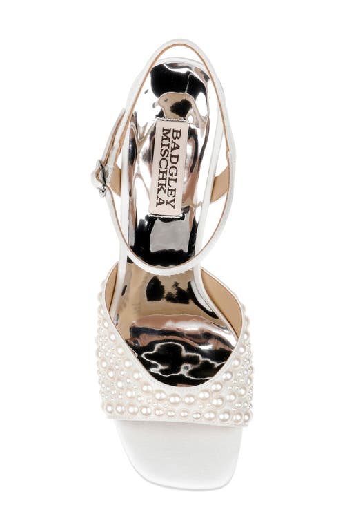 Shop Badgley Mischka Collection Bryleigh Ankle Strap Platform Sandal In White Satin