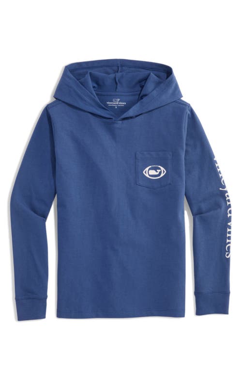 Vineyard Vines Kids' Football Whale Cotton Graphic Hooded T-shirt In Moonshine