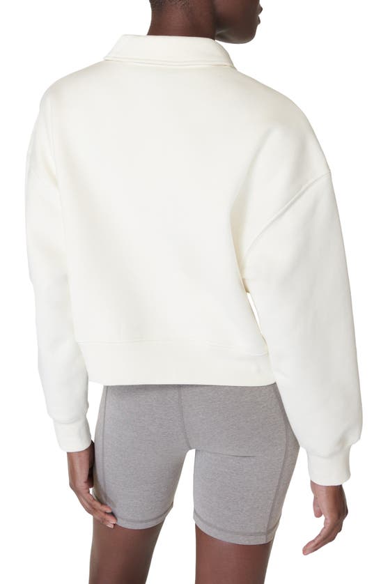 Shop Sweaty Betty Powerhouse Collared Crop Sweatshirt In Lily White