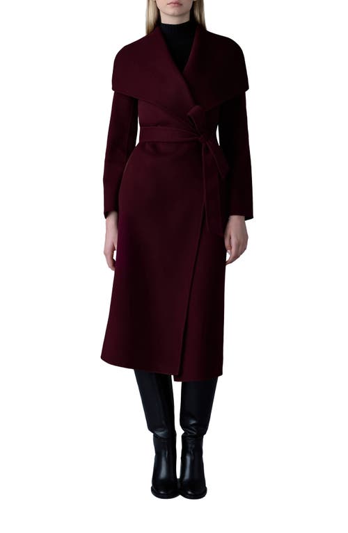 Shop Mackage Mai Wool Long Wrap Coat In Garnet