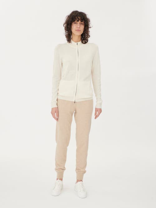 Shop Gobi Cashmere Full-zip Cashmere Cardigan In Marshmallow