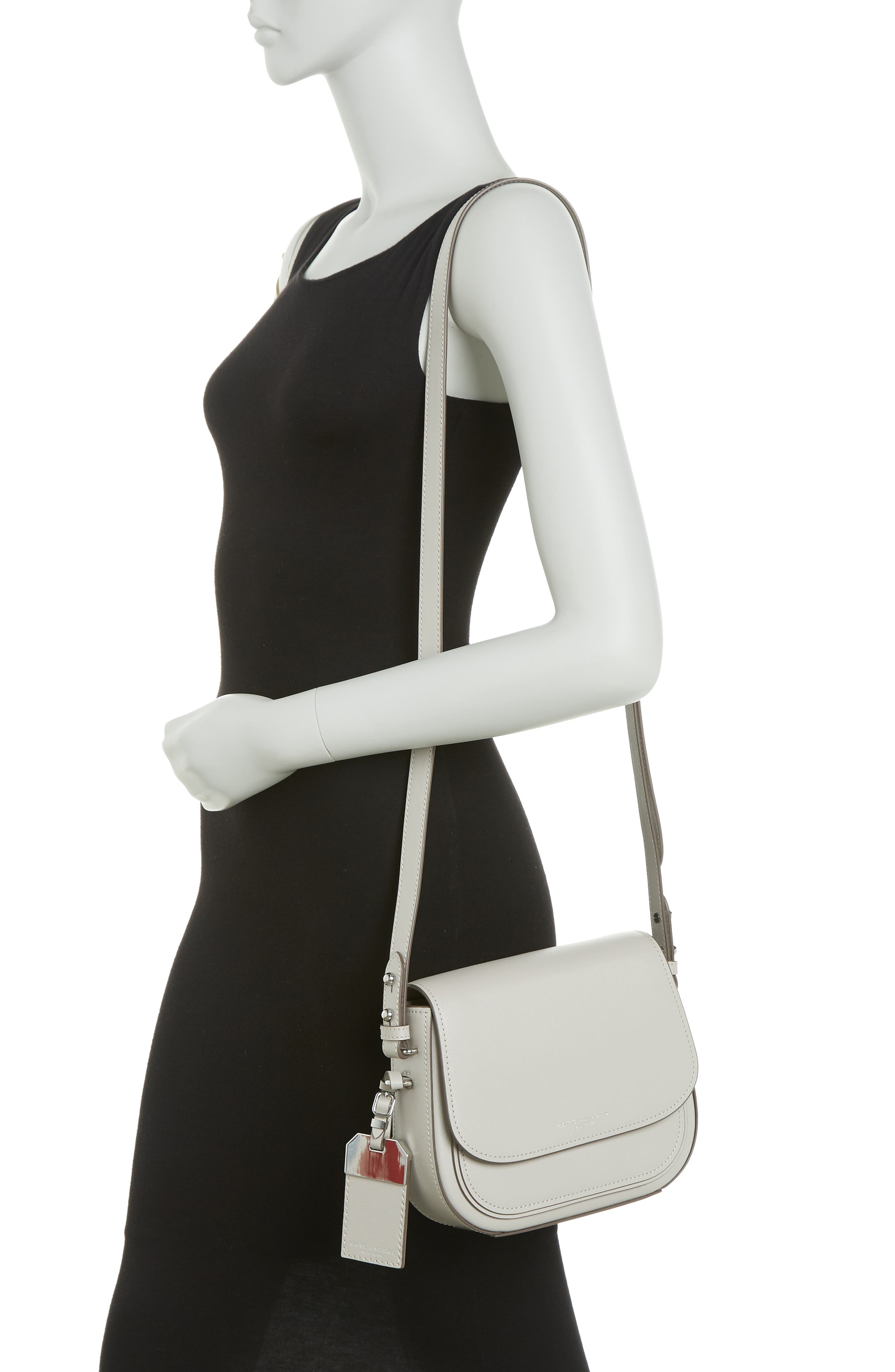 Marc Jacobs Mini Rider Leather Crossbody Bag In Silver Cloud