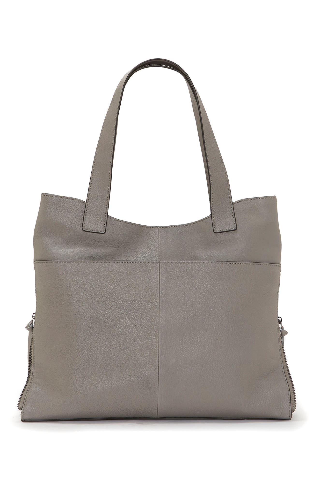 grey leather tote