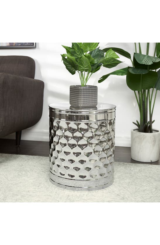 Shop Vivian Lune Home Hammered Stainless Steel Accent Table In Silver