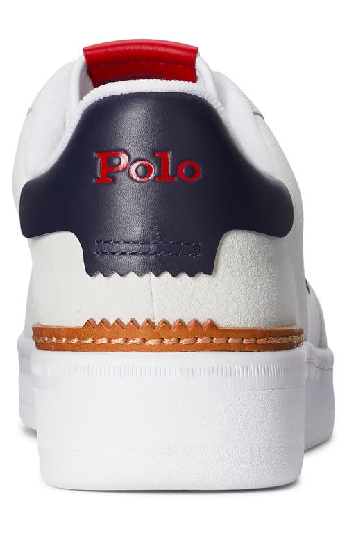 Shop Polo Ralph Lauren Masters Court Sneaker In White/navy/red