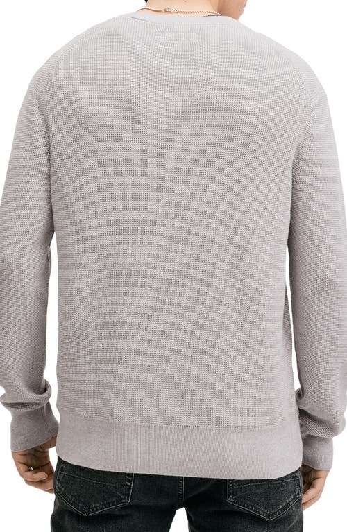 Shop Allsaints Oversize Cotton & Wool Waffle Crewneck Sweater In Cool Grey