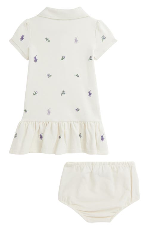 Shop Ralph Lauren Polo Pony Embroidered Cotton Polo Dress & Bloomers In Estate Cream