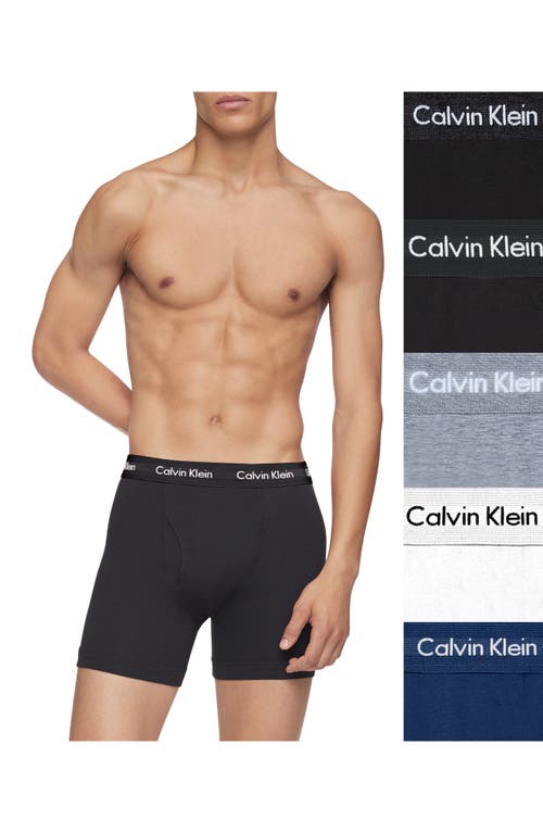 Shop Calvin Klein 5-pack Boxer Briefs In 6h0 Black/black