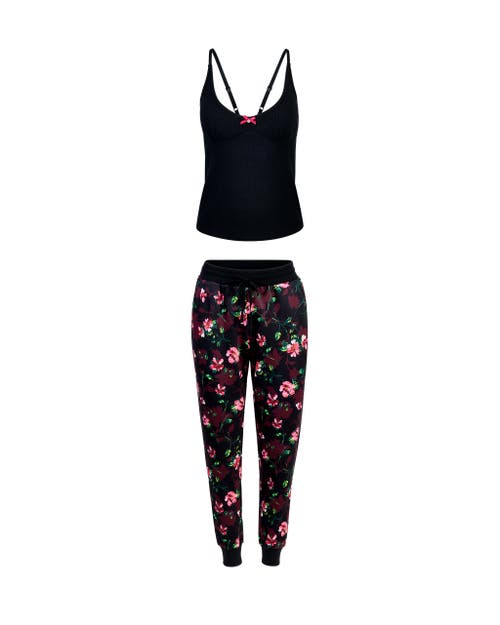 Shop Adore Me Kaiden Cami & Joggers Set In Floral Black