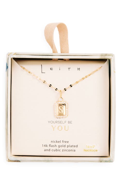 Leith Initial Pendant Necklace In S- Clear- Gold