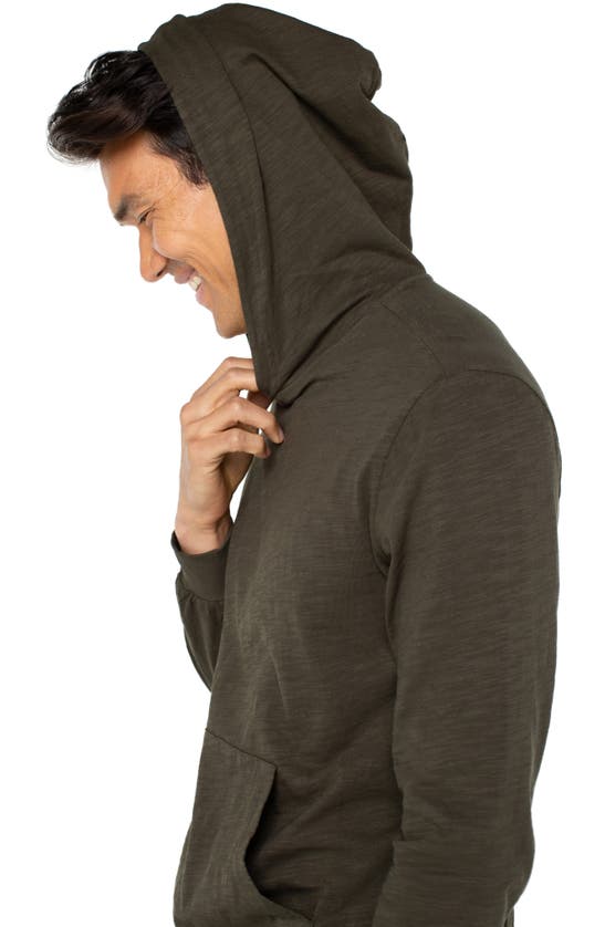 Shop Liverpool Los Angeles Slub Knit Cotton Hoodie In Military Green