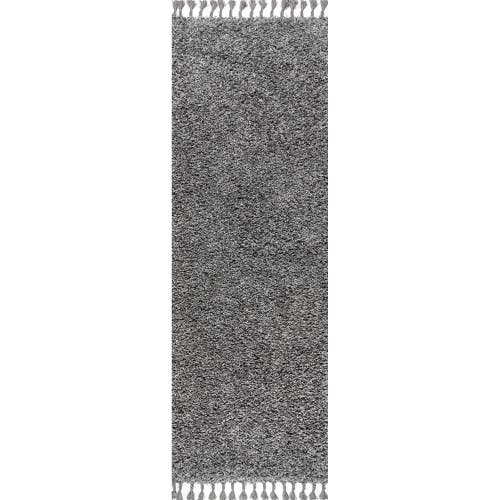 Jonathan Y Mercer Shag Plush Tassel Area Rug In Charcoal