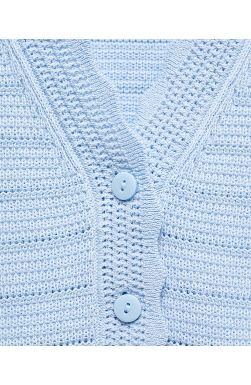 Shop Mango Open Stitch Knit Vest In Blue