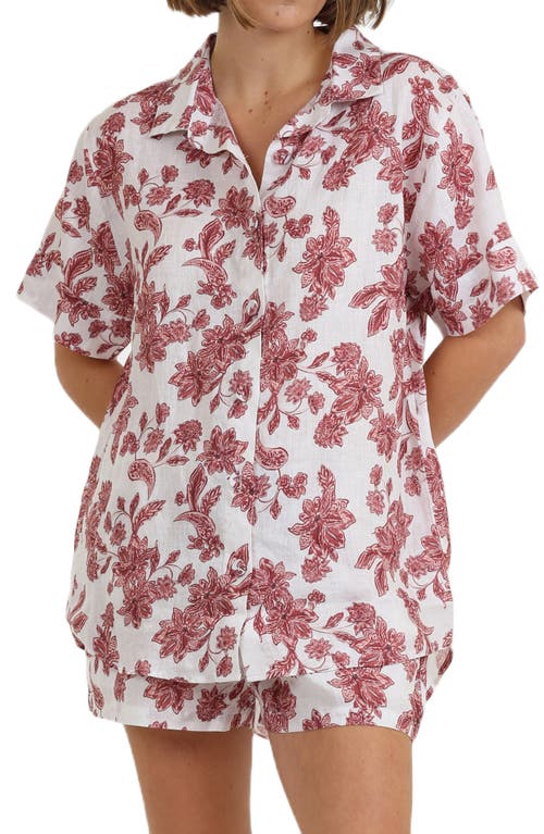 Papinelle Resort Floral Linen Pajama Top Cinnamon at Nordstrom,