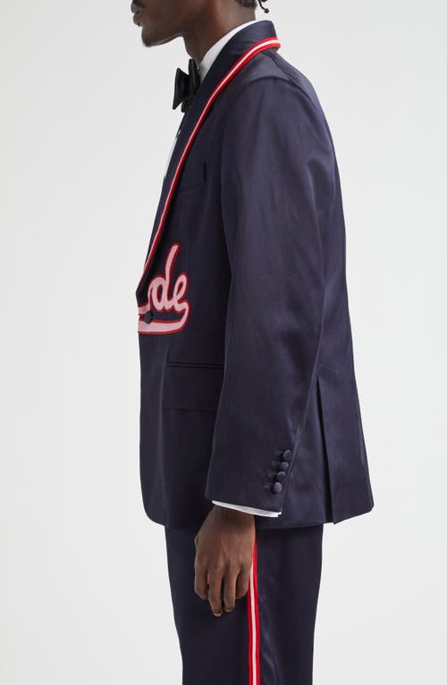 Bode Embroidered Logo-appliqué Blazer In Navy