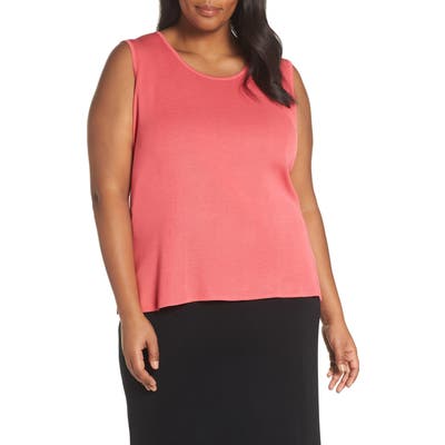 Plus Size Ming Wang Scoop Neck Tank, Red
