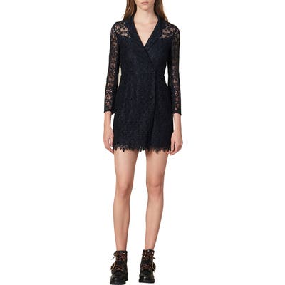 Sandro Nanie Lace Cotton Blend Minidress, US / 40 FR - Blue