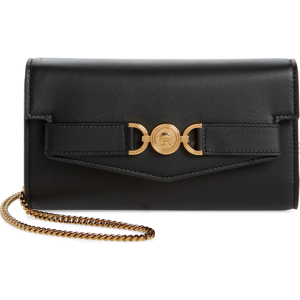 Versace Medusa '95 Leather Crossbody Bag In Black- Gold