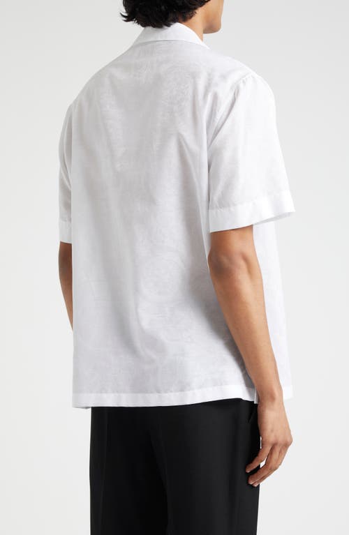 Shop Versace Barocco Jacquard Camp Shirt In Optical White