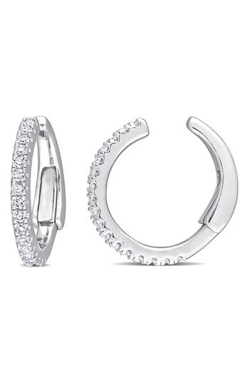 Delmar Diamond Oval Link Hoop Earrings In White