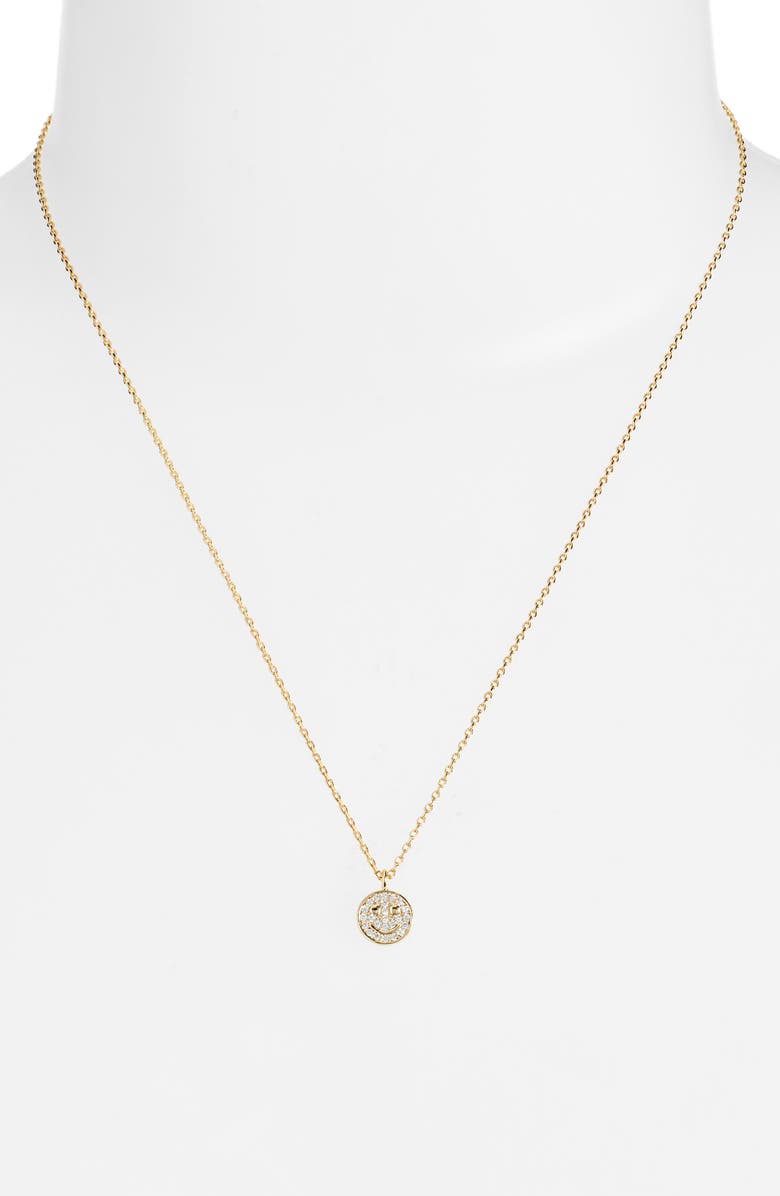 Estella Bartlett Pavé Smiley Face Necklace | Nordstrom