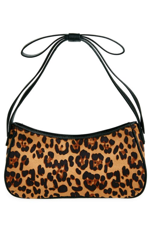 Mali + Lili Marissa Bow Leopard Recycled Vegan Leather Shoulder Bag In Tan/leopard