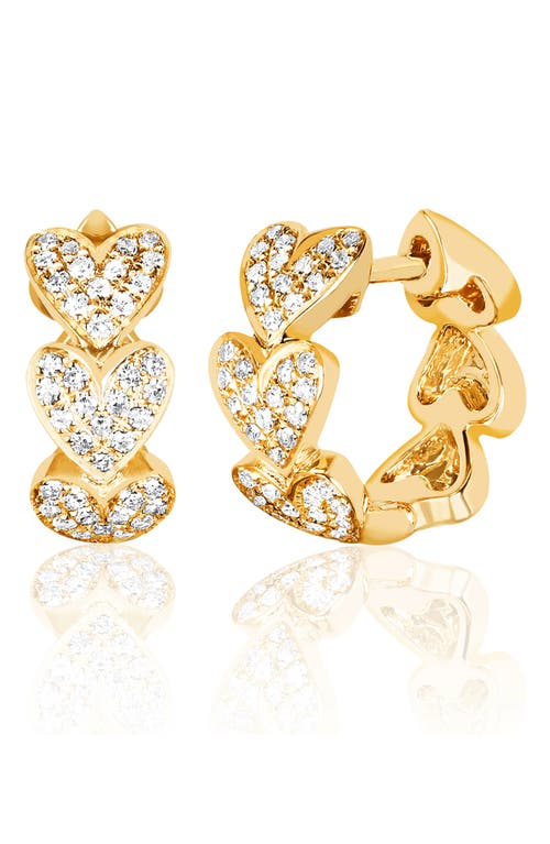 EF Collection Diamond Heart Huggie Hoop Earrings in 14K Yellow Gold at Nordstrom