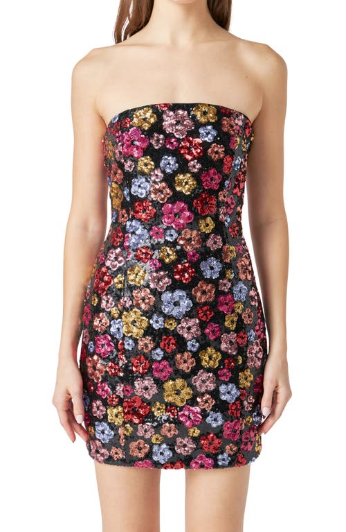 ENDLESS ROSE ENDLESS ROSE FLORAL SEQUIN STRAPLESS MINIDRESS