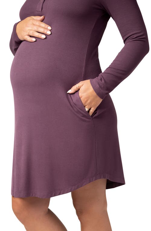 Shop Kindred Bravely Riley Rib Jersey Nursing Nightgown In Burgundy Plum