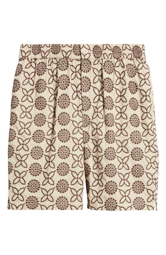 Shop Native Youth Embroidered Cotton Shorts In Beige / Brown