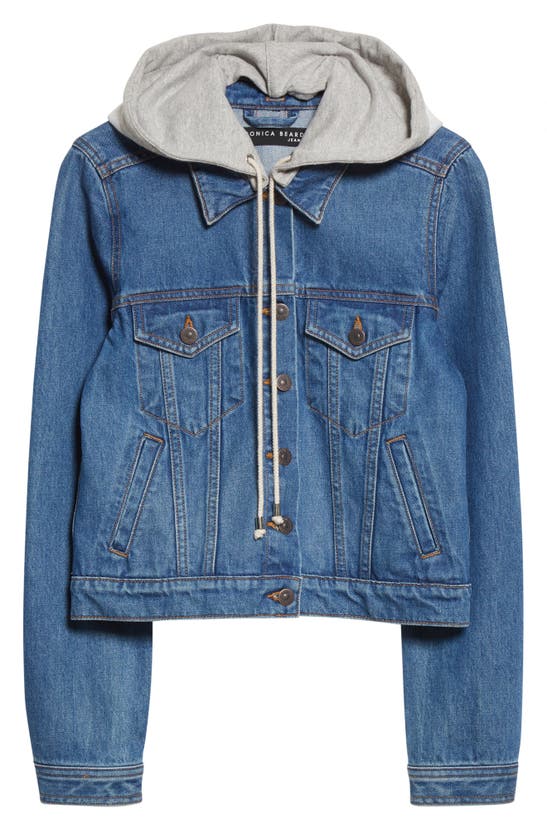 Veronica Beard Cara Denim Trucker Jacket With Removable Hood In ...