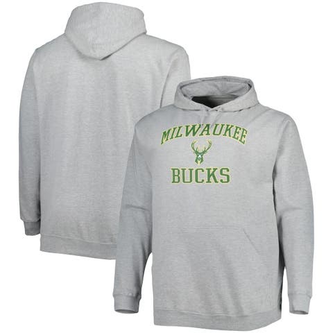 Men's Fanatics Branded Heathered Gray/Green Hartford Whalers Block Party Classic Arch Signature Pullover Hoodie