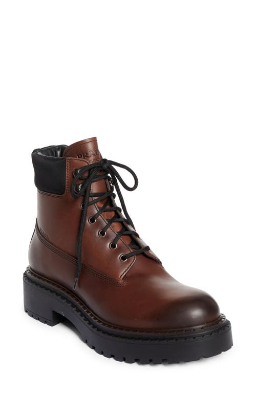 Shop Prada Combat Boot In Ebano