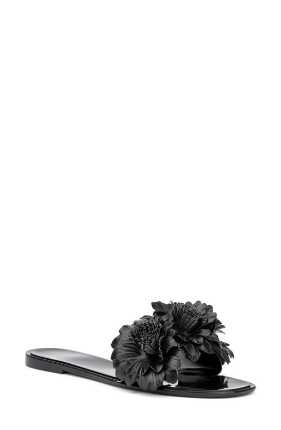 New York And Company Anella 3d Flower Slide Sandal In Black