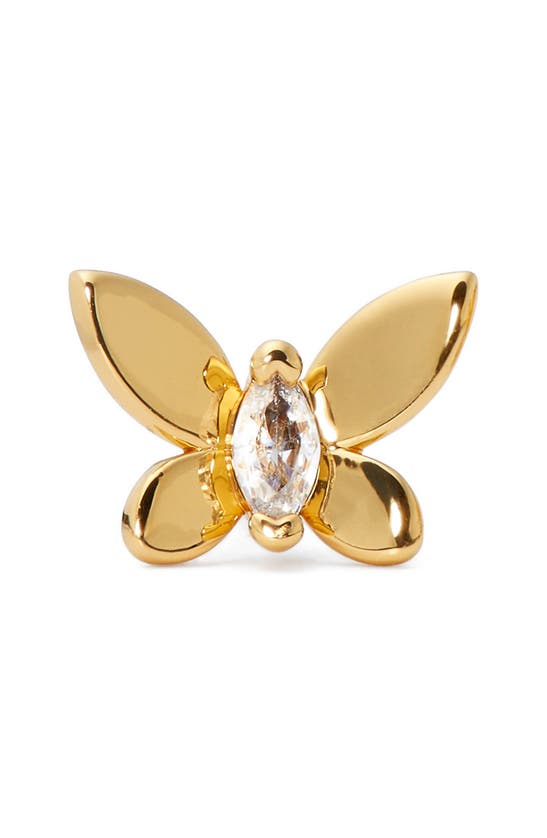 Shop Kate Spade Social Butterfly Mini Stud Earrings In Clear/ Gold.