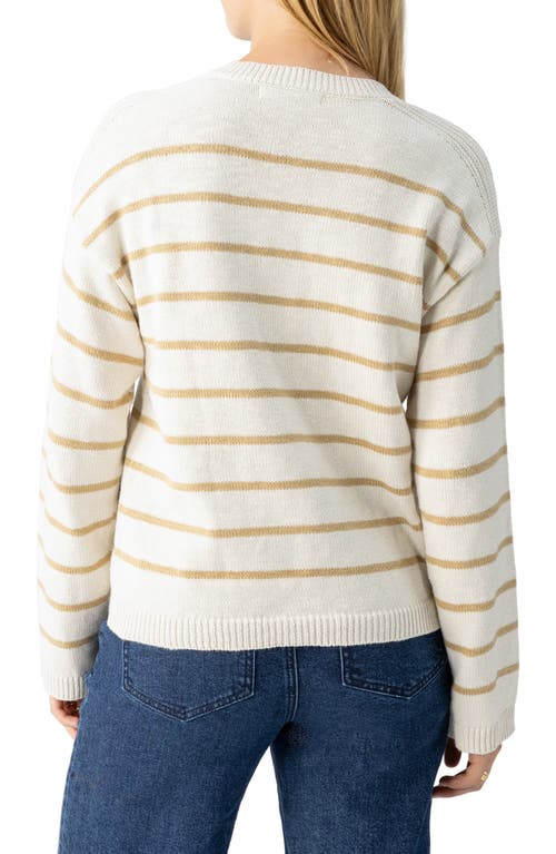 Shop Sanctuary Chill Vibes Stripe Cotton V-neck Sweater In Gold/chalk