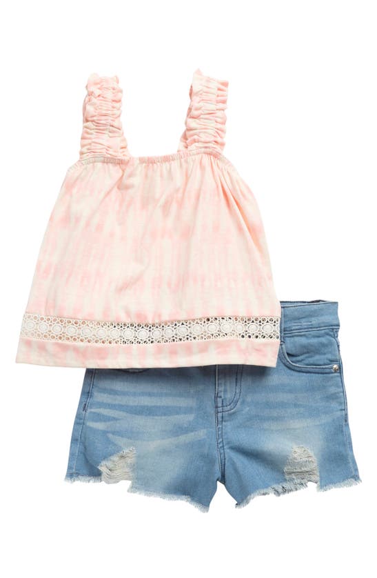 JESSICA SIMPSON KIDS' RUCHED TANK TOP & CUTOFF SHORTS SET