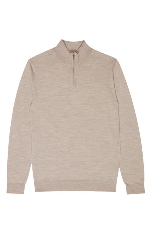 Shop Reiss Blackhall Quarter Zip Wool Sweater In Wheat Melange