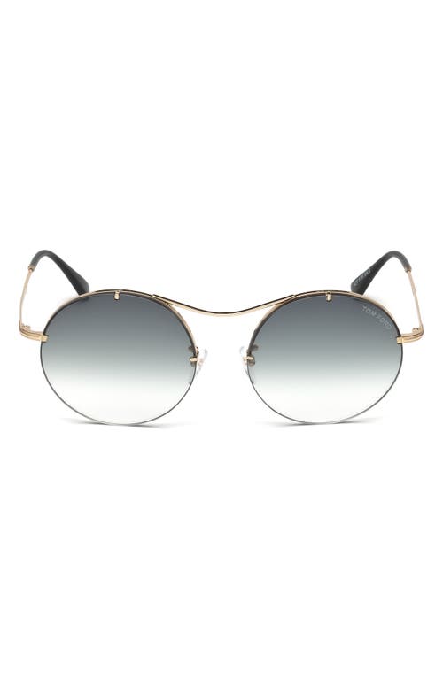 Shop Tom Ford 58mm Round Sunglasses In Shiny Rose Gold/smoke
