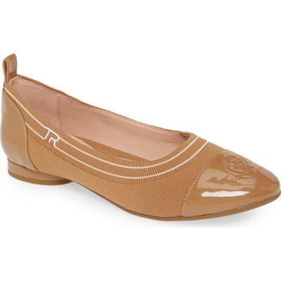 Taryn Rose Pamela Cap Toe Skimmer Flat, Brown