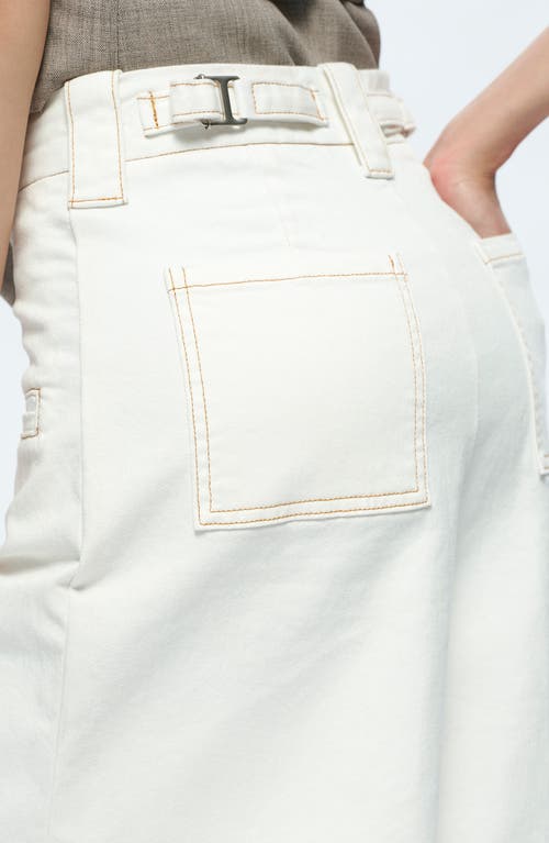 Shop Bayeas Timothy High Waist Knee Length Denim Shorts In Cream