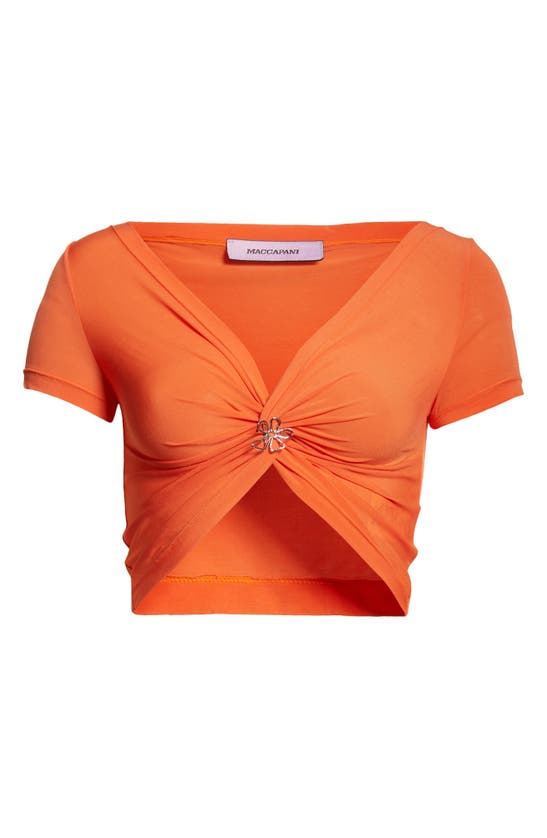 Shop Maccapani Angela Twist Front Crop Top In Orange