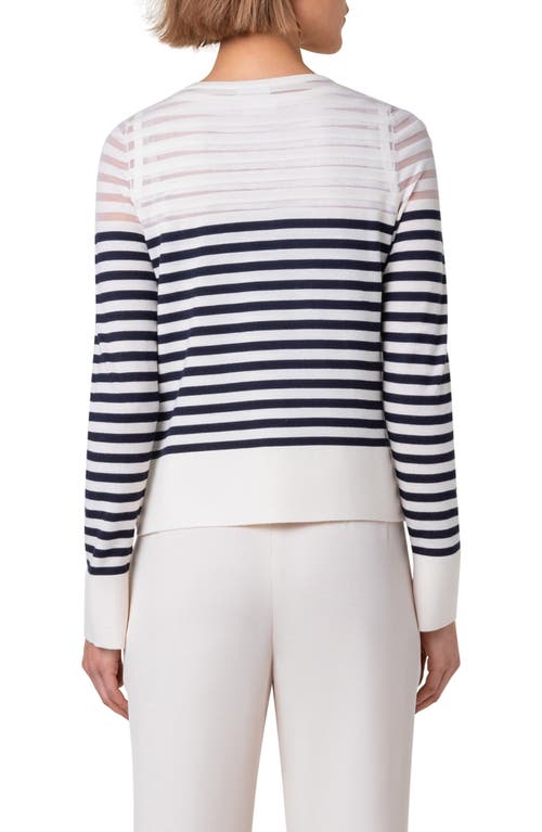 Akris Punto Wool Blend Kodak Stripes Knit Cardigan In Ink-cream