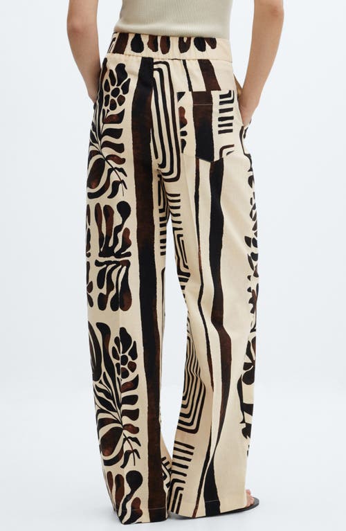 Mango Karina Cotton & Linen Pants In Brown