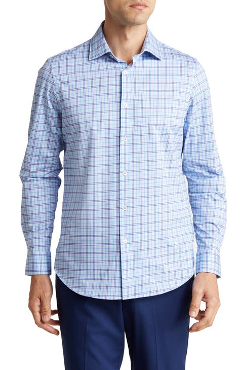 OoohCotton® Plaid Print Button-Up Shirt