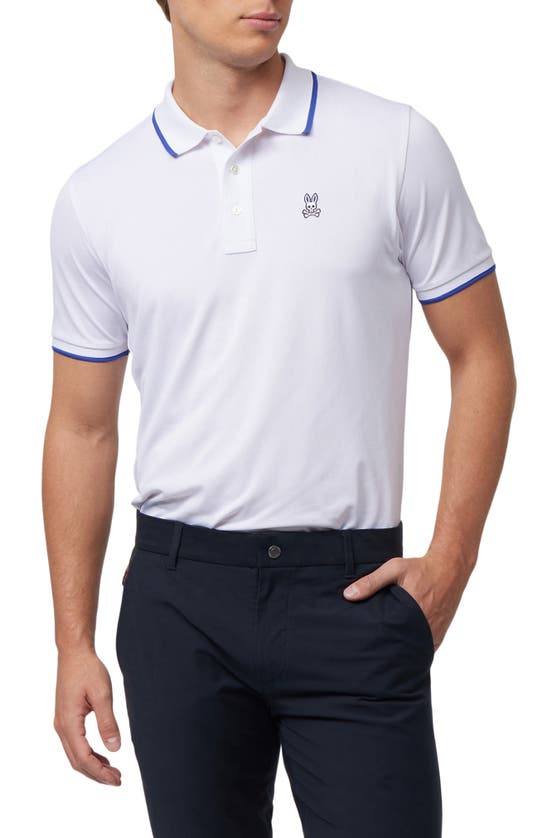 Psycho Bunny Dover Sport Tipped Piqué Polo In White