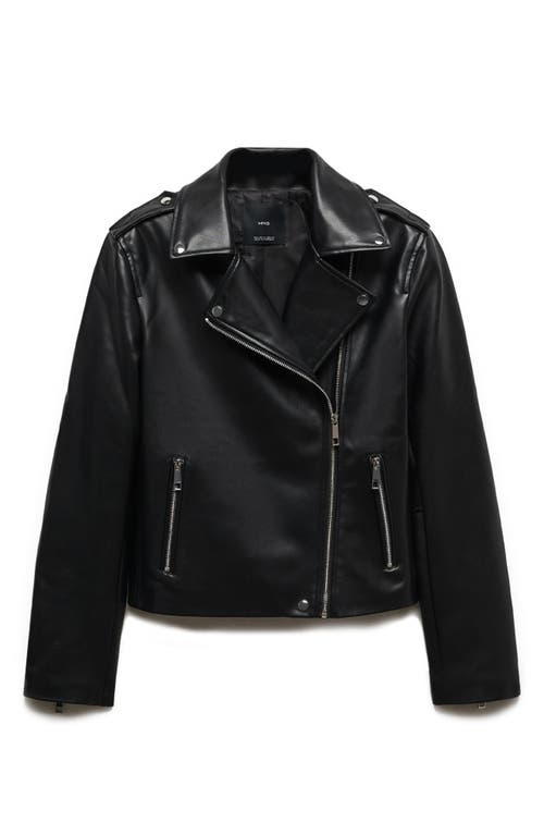 Shop Mango Liz Faux Leather Moto Jacket In Black